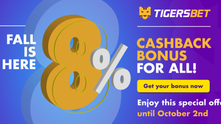 Celebrate Fall, with the special 8% Cashback Bonus on Tigers Bet!